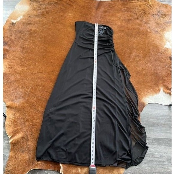 Koji Yohji Vintage Y2K Strapless Beaded Maxi Gown - Black Mesh Overlay - Picture 4 of 6